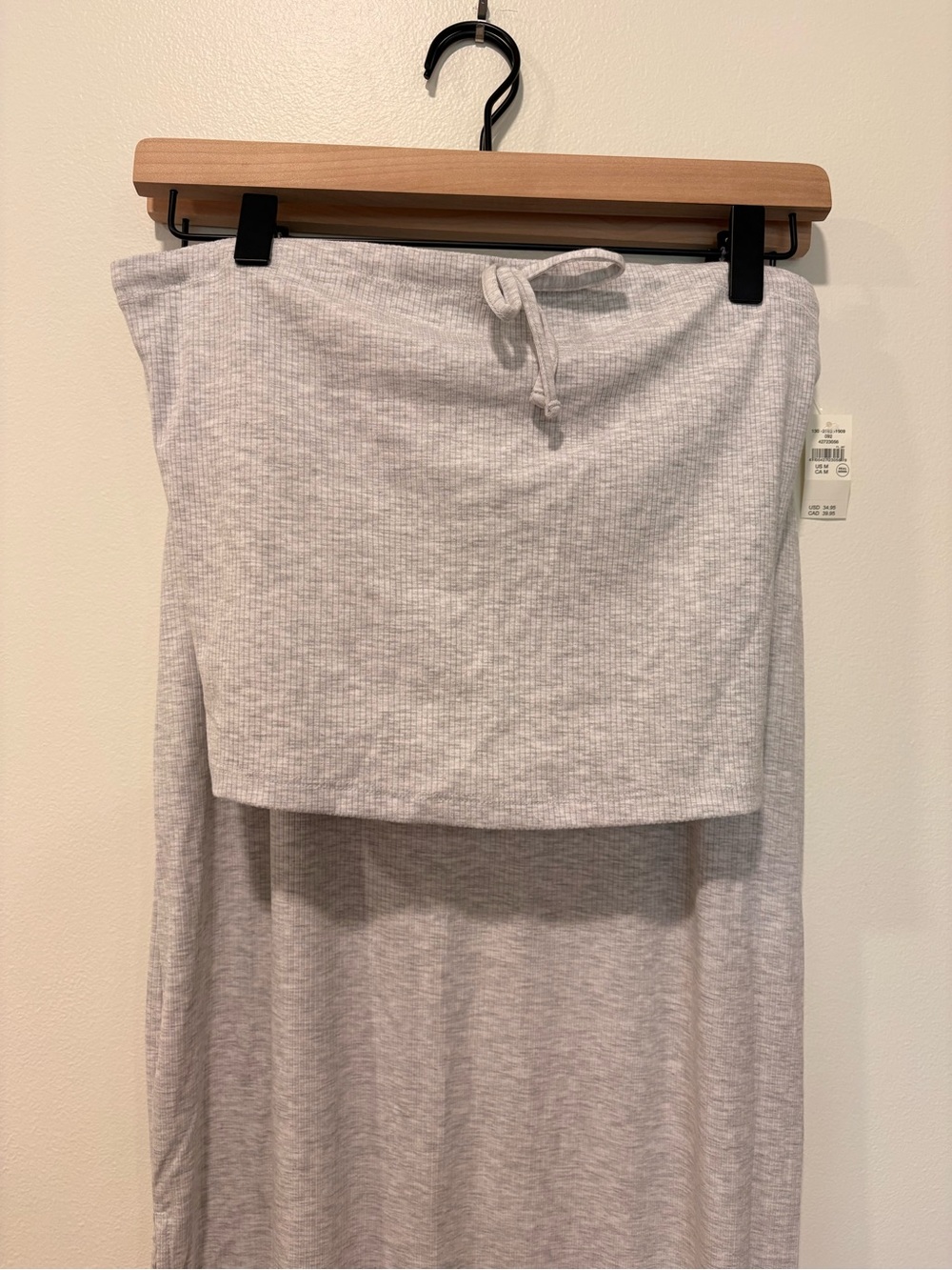 NWT Abercrombie & Fitch Light Gray Ribbed Maxi Skirt and Tube Top Set